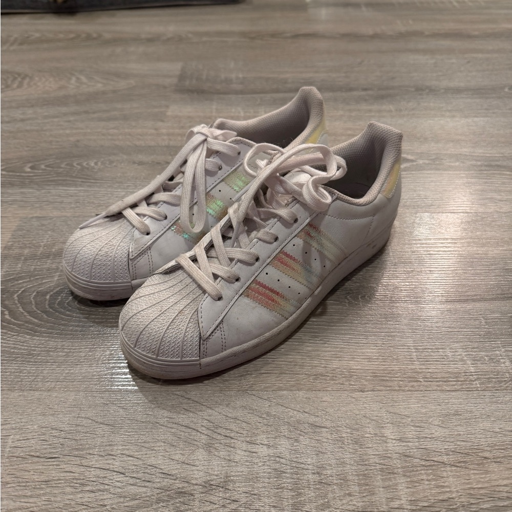 Women’s Adidas White Sneakers with Multicolor Accents